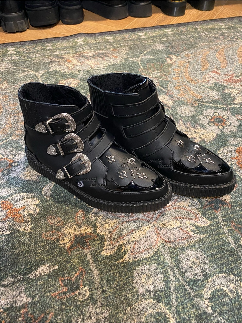 T.U.K Black TUKskin Western Buckle Pointed Boot - Picture 3 of 5